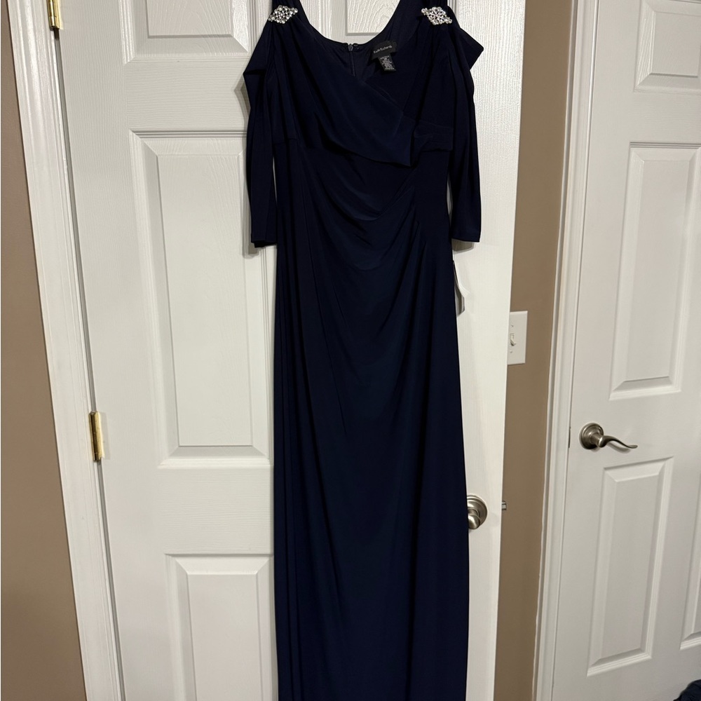 R&M Richards Navy Long Sleeve Gown